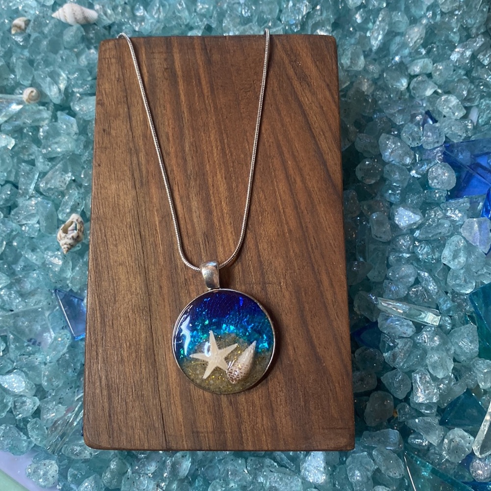 Seashell,Starfish and beach sand necklace